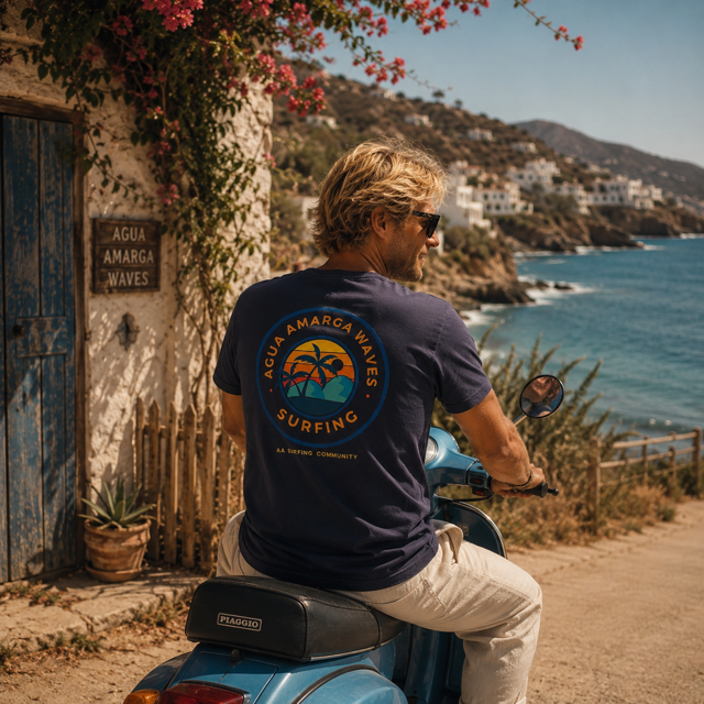Camiseta azul waves palm